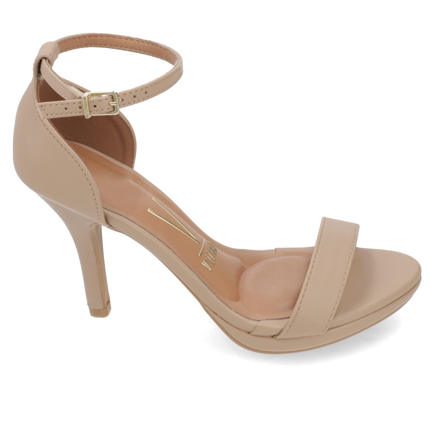 Sandalia Taco Aguja Alto Beige Vizzano Ecocuero 34 / Beige