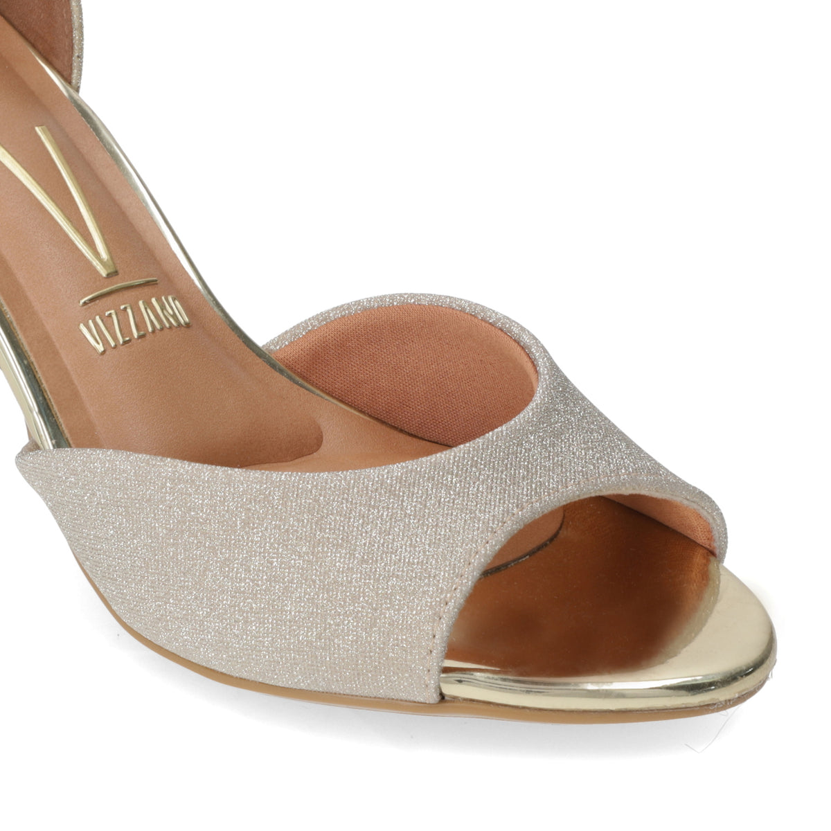 Sandalia Taco Cuadrado Textil Glitter Dorado 34 / Dorado