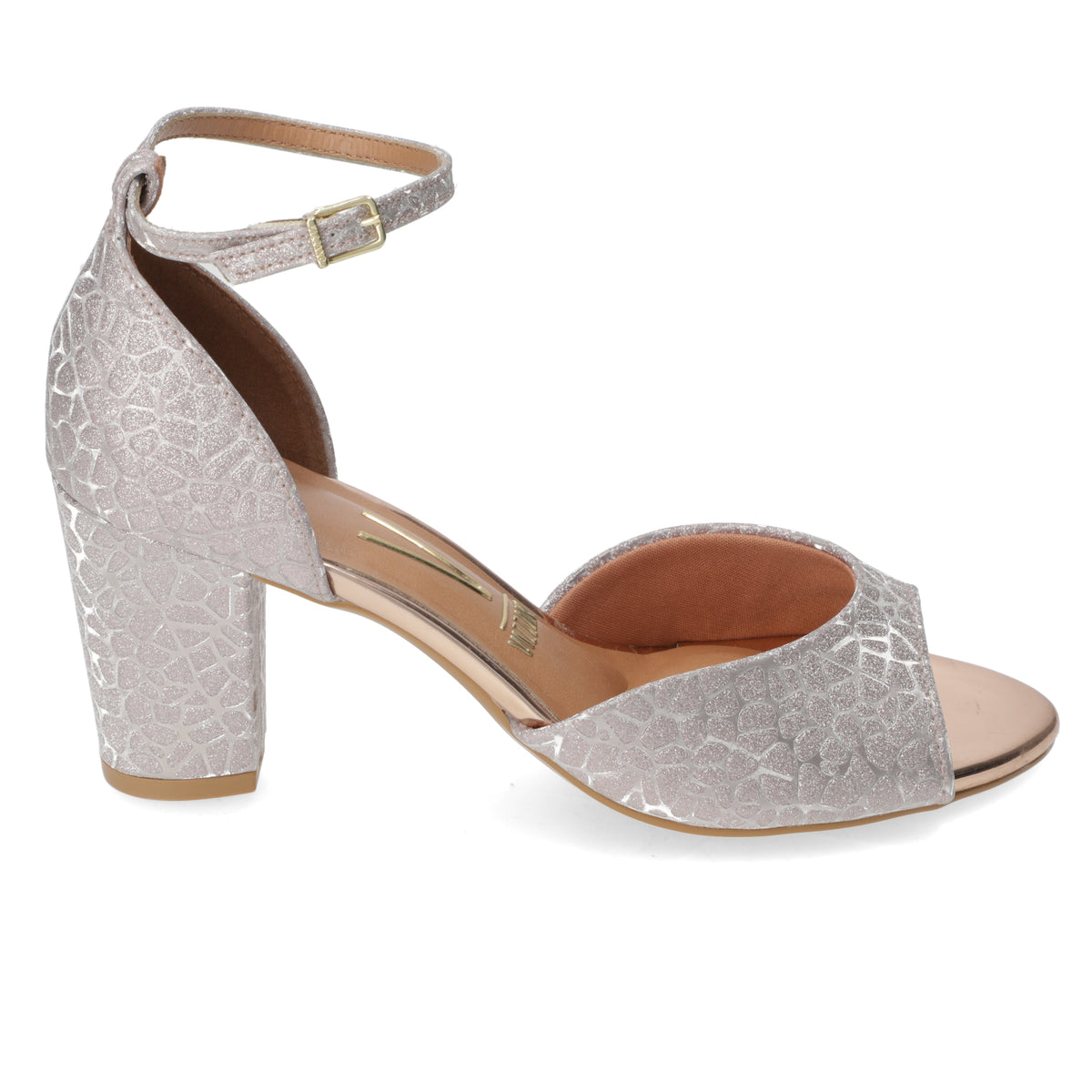 Sandalia Taco Ancho 7 cm Rose Gold Vizzano 35 / Rose Gold