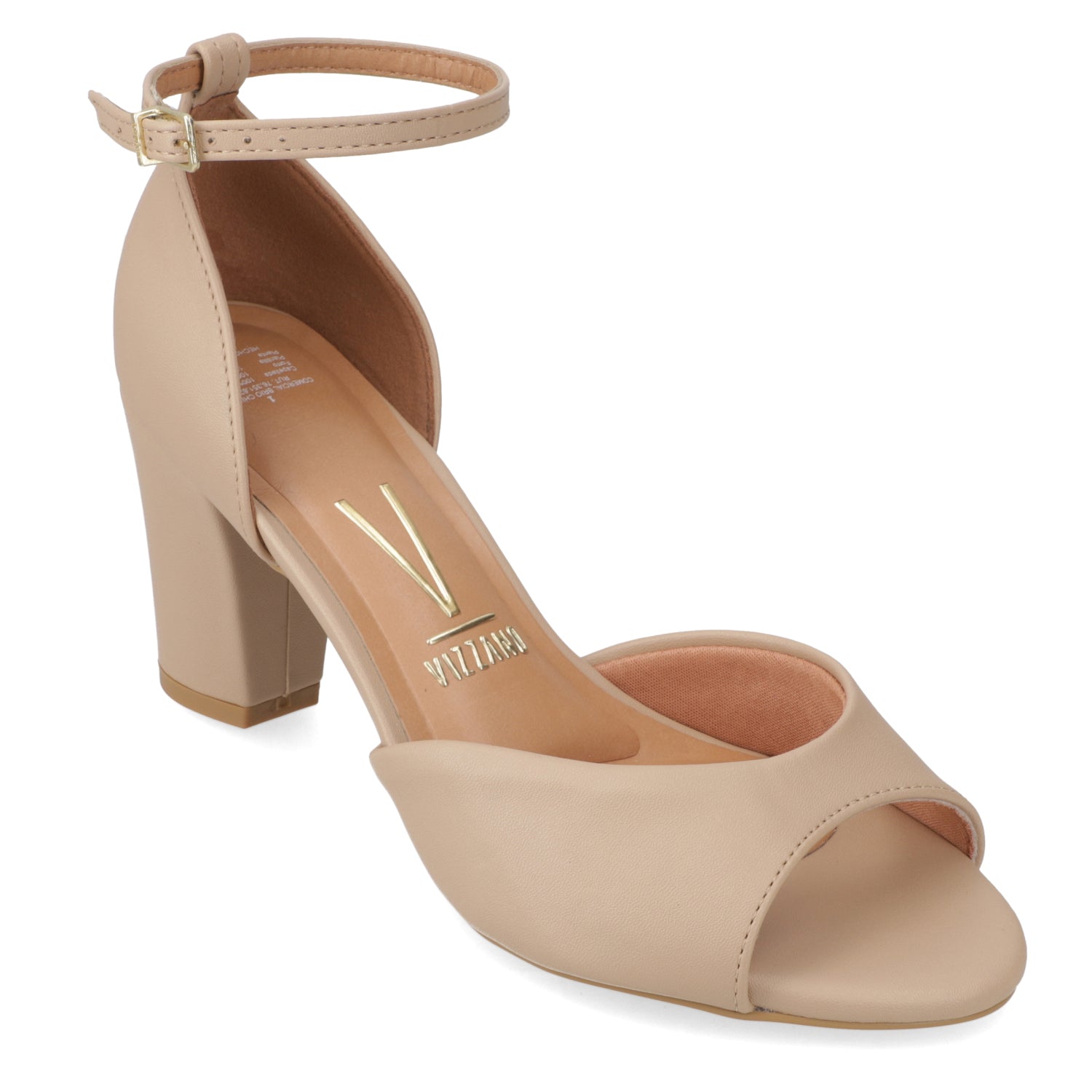 Sandalia Taco Ancho Eco Cuero Beige 35