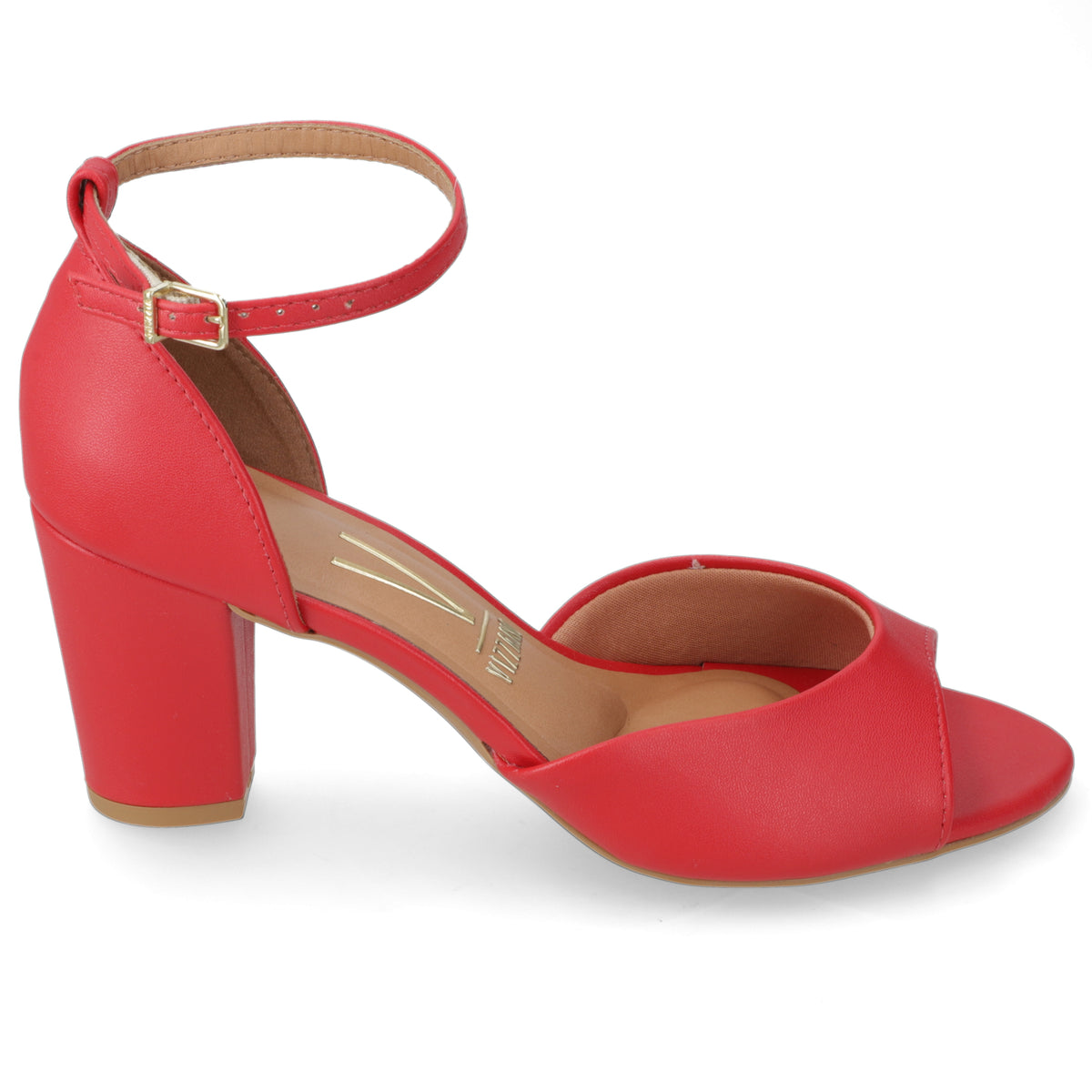 Sandalia Taco Ancho Rojo Vizzano