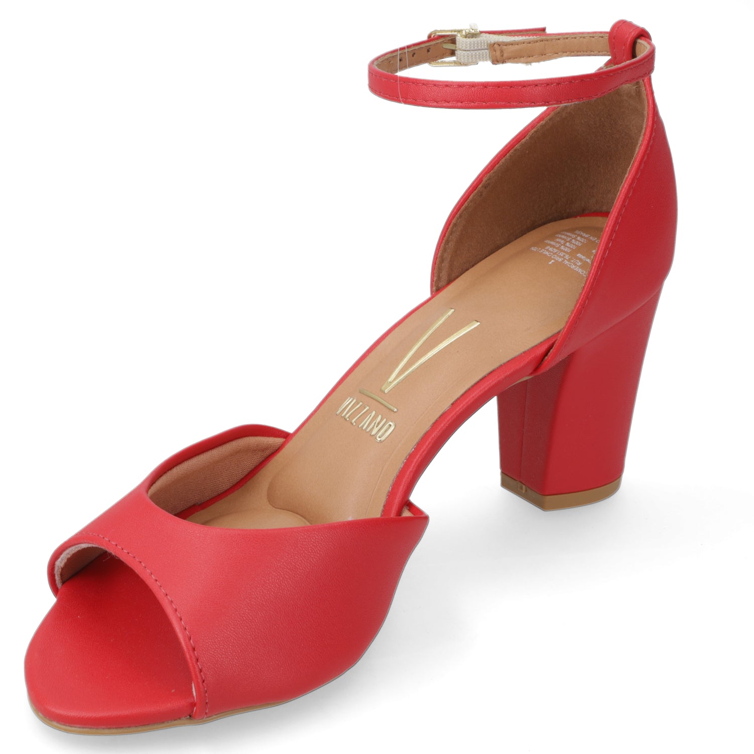 Sandalia Taco Ancho Rojo Vizzano