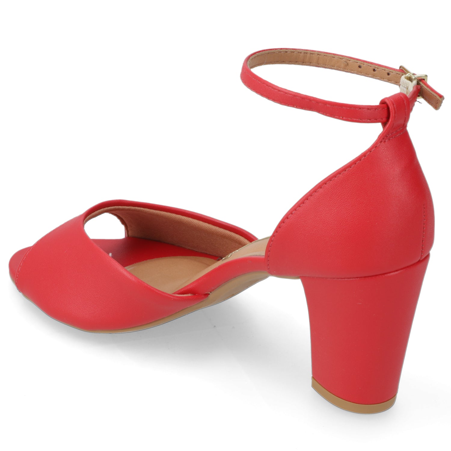 Sandalia Taco Ancho Rojo Vizzano