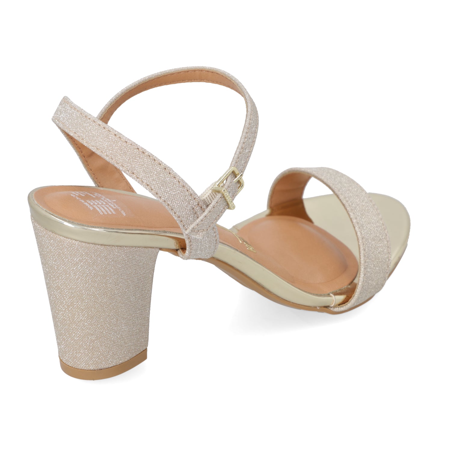 Sandalia Taco Cuadrado Textil Glitter Dorada 6262-474-26594-66