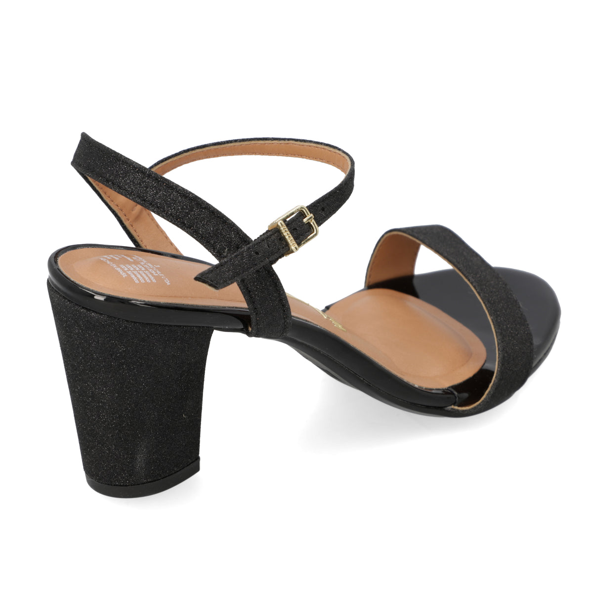 Sandalia Taco Cuadrado Textil Glitter Negro 6262-474-26721-15745