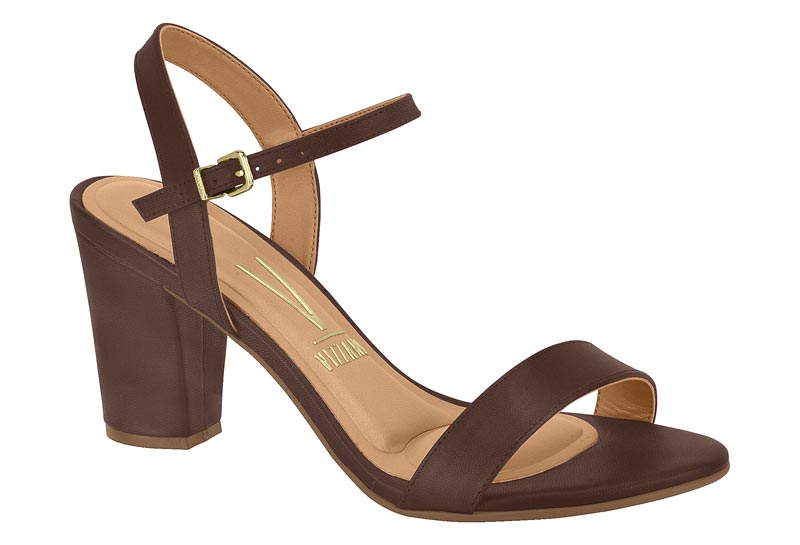 Sandalia Mujer Taco Medio Pulsera al Tobillo Chocolate Vizzano
