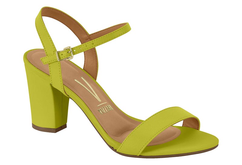 Sandalia Mujer Taco Medio Pulsera al Tobillo Verde Lima Vizzano