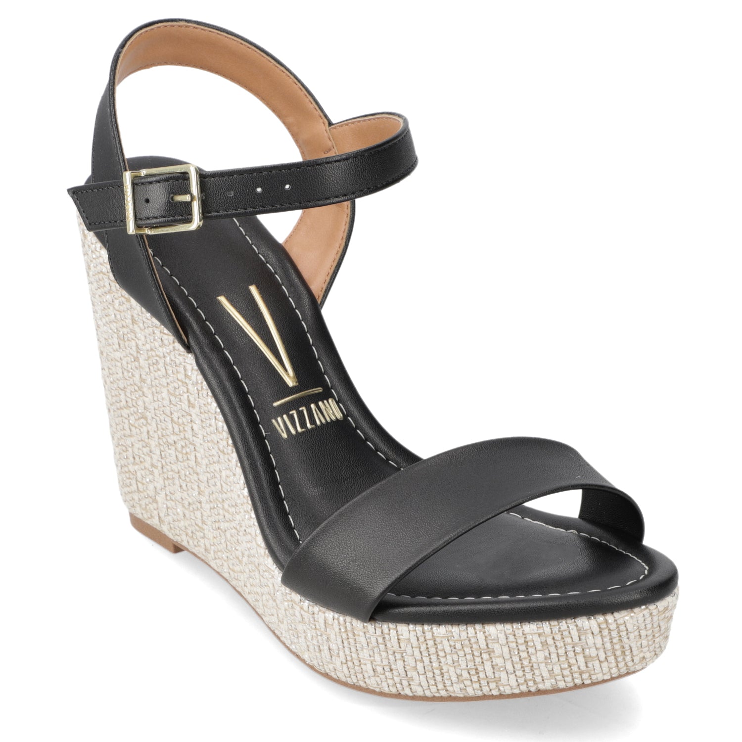 Sandalia Taco Cuña Alto Negro Vizzano