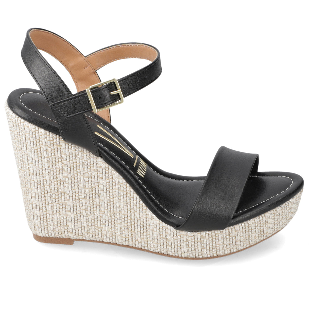 Sandalia Taco Cuña Alto Negro Vizzano