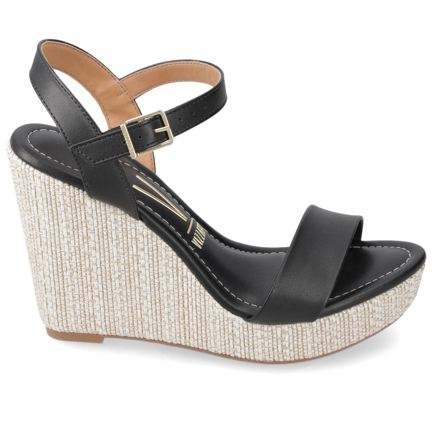 Sandalia Taco Cuña Alto Negro Vizzano