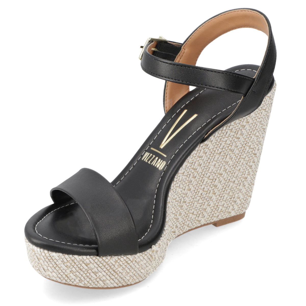 Sandalia Taco Cuña Alto Negro Vizzano