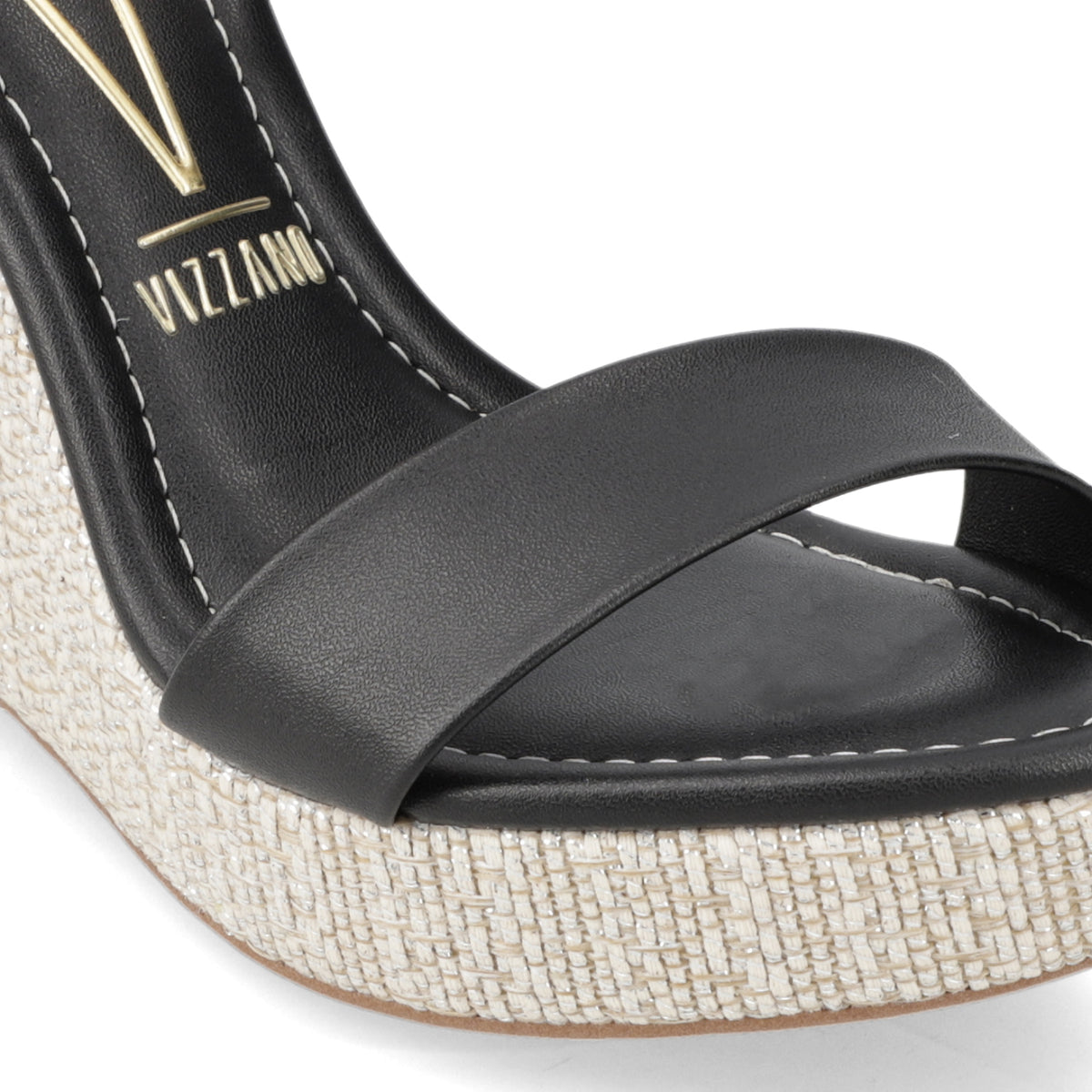 Sandalia Taco Cuña Alto Negro Vizzano