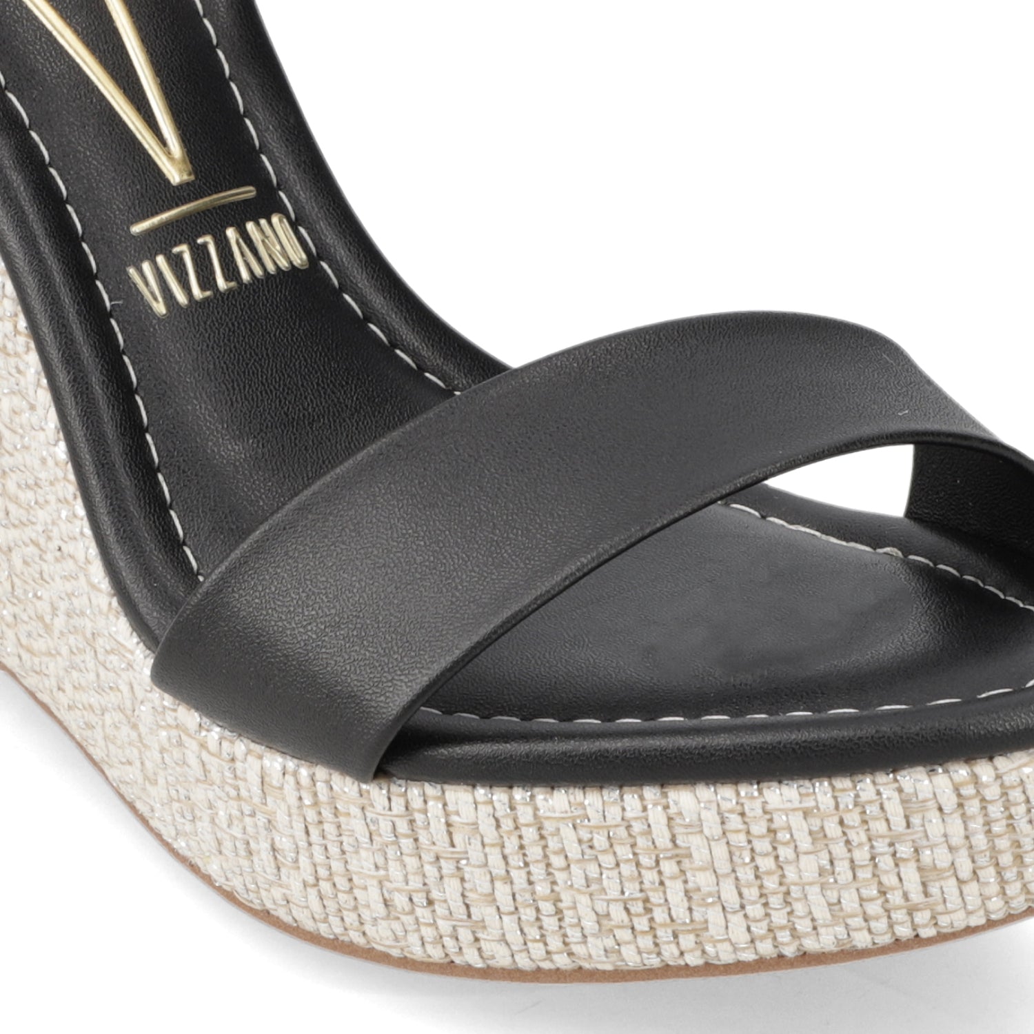 Sandalia Taco Cuña Alto Negro Vizzano