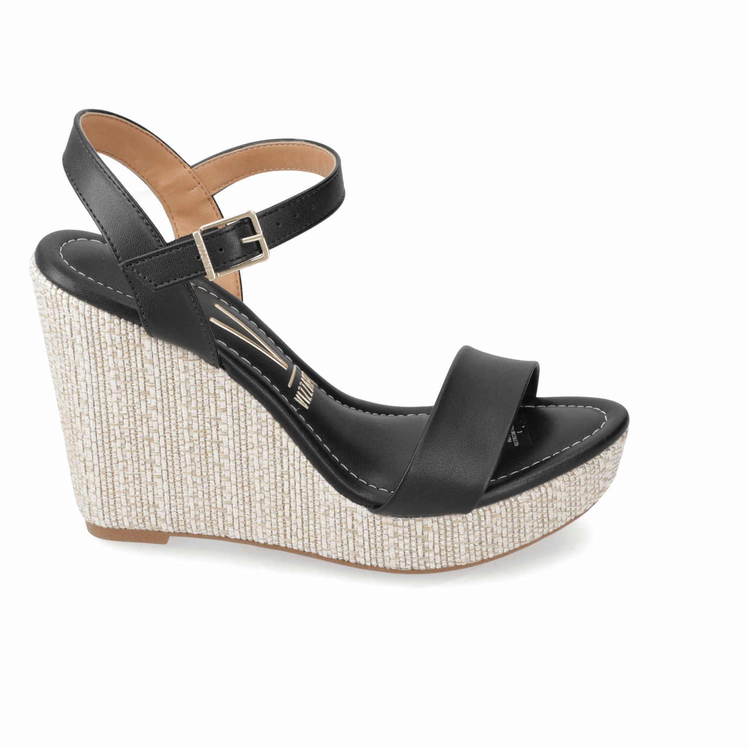 Sandalia Taco Cuña Alto Negro Vizzano