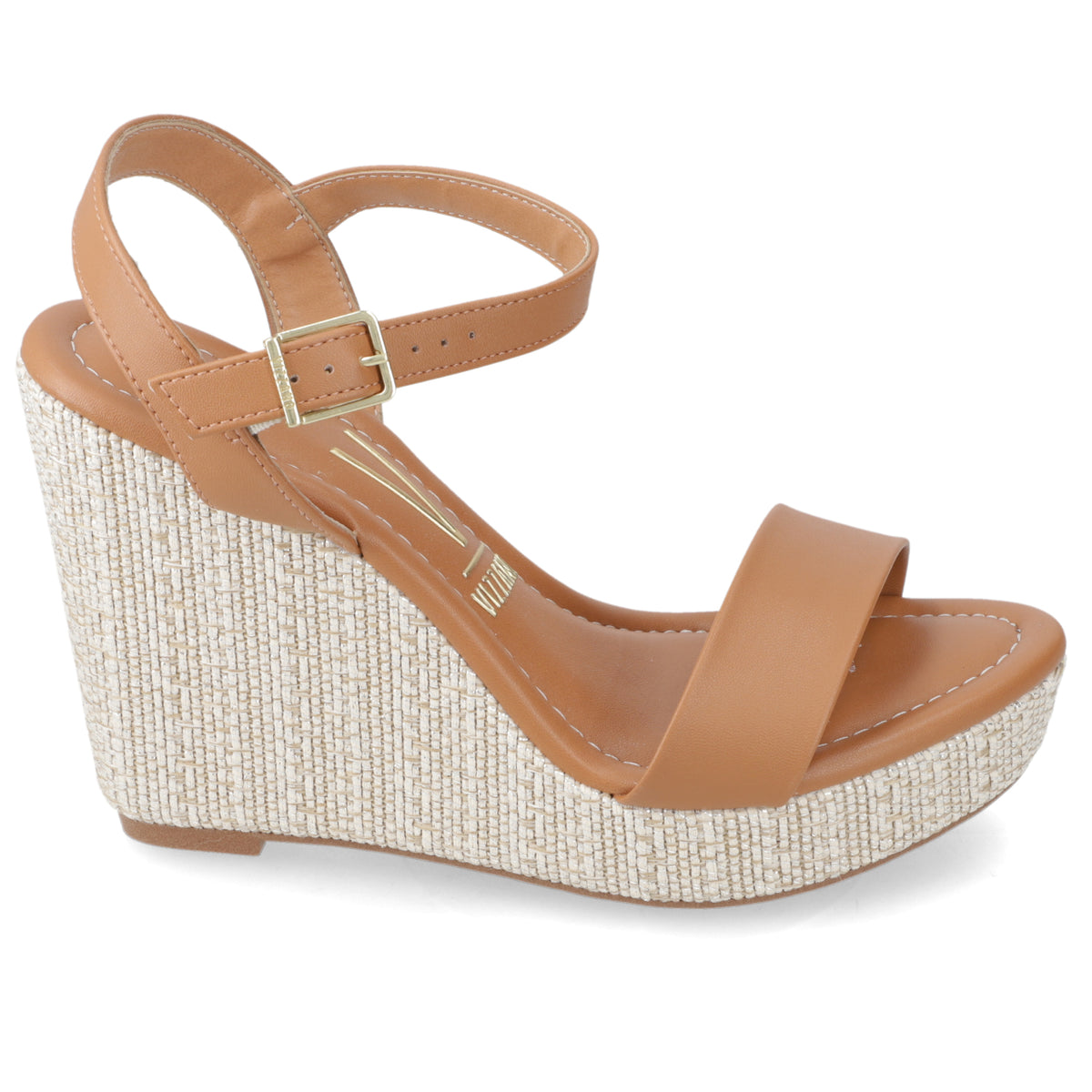 Sandalia Taco Cuña Alto Camel Vizzano