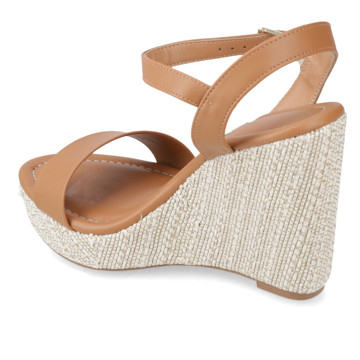 Sandalia Taco Cuña Alto Camel Vizzano