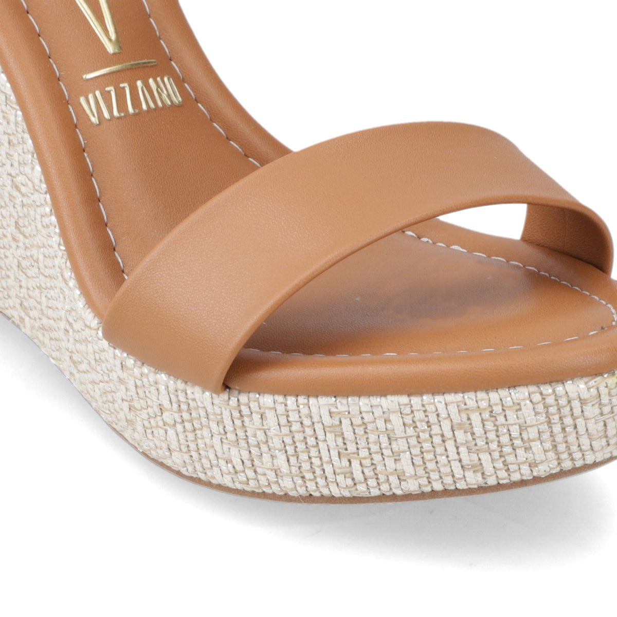Sandalia Taco Cuña Alto Camel Vizzano