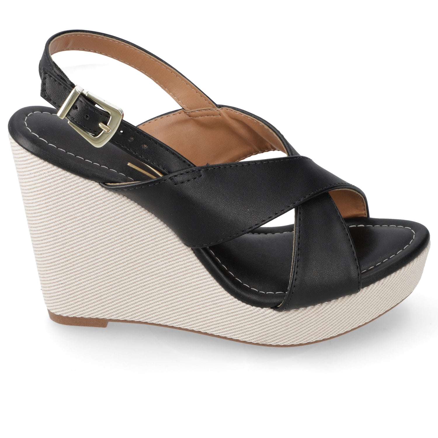 Sandalia Taco Cuña Alto Negro Vizzano