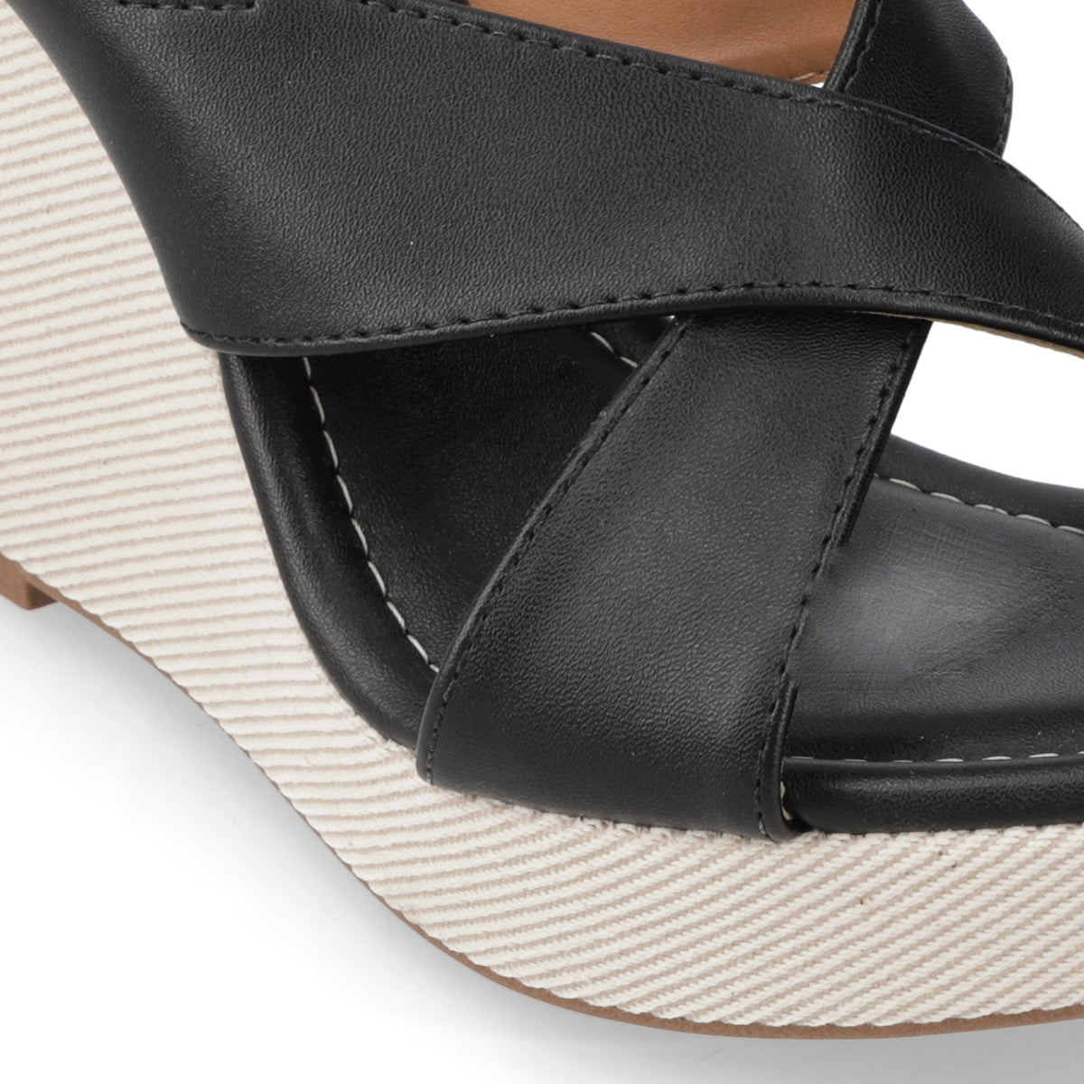 Sandalia Taco Cuña Alto Negro Vizzano