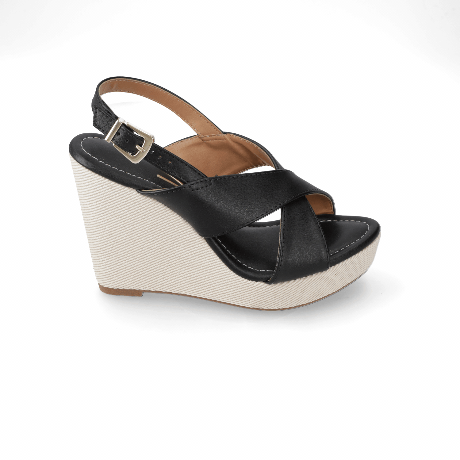 Sandalia Taco Cuña Alto Negro Vizzano