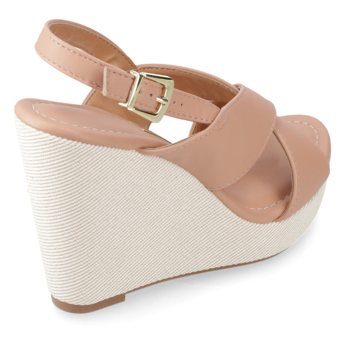 Sandalia Taco Cuña Alto Nude Vizzano