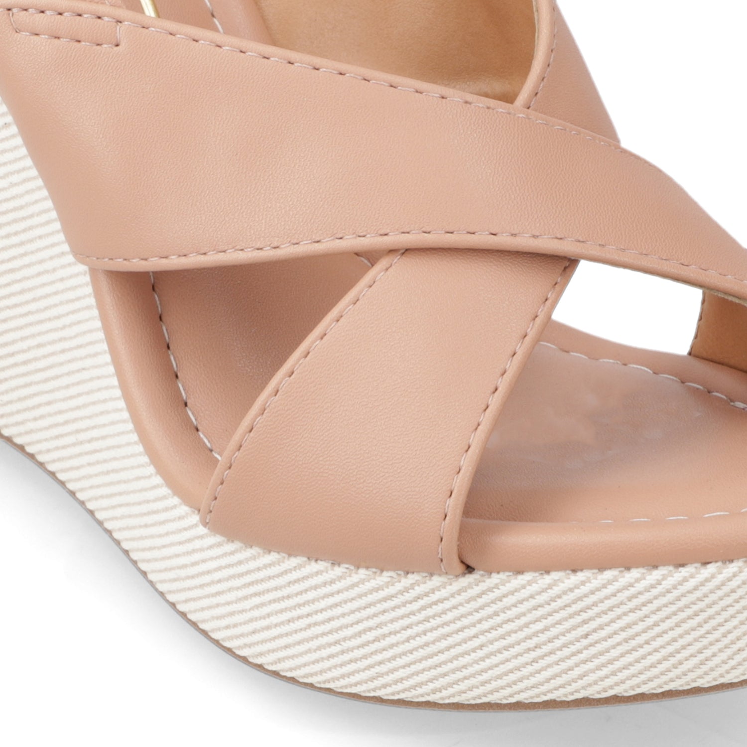 Sandalia Taco Cuña Alto Nude Vizzano