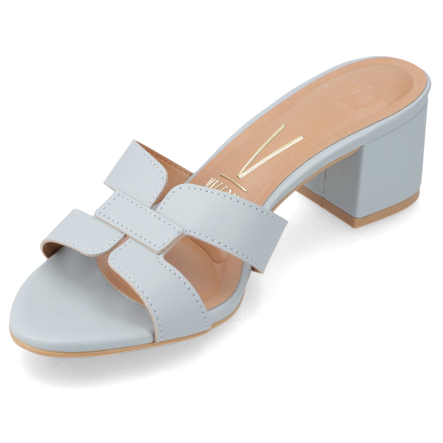 Sandalia Taco Ancho Medio Celeste Vizzano Ecocuero 35 / Celeste