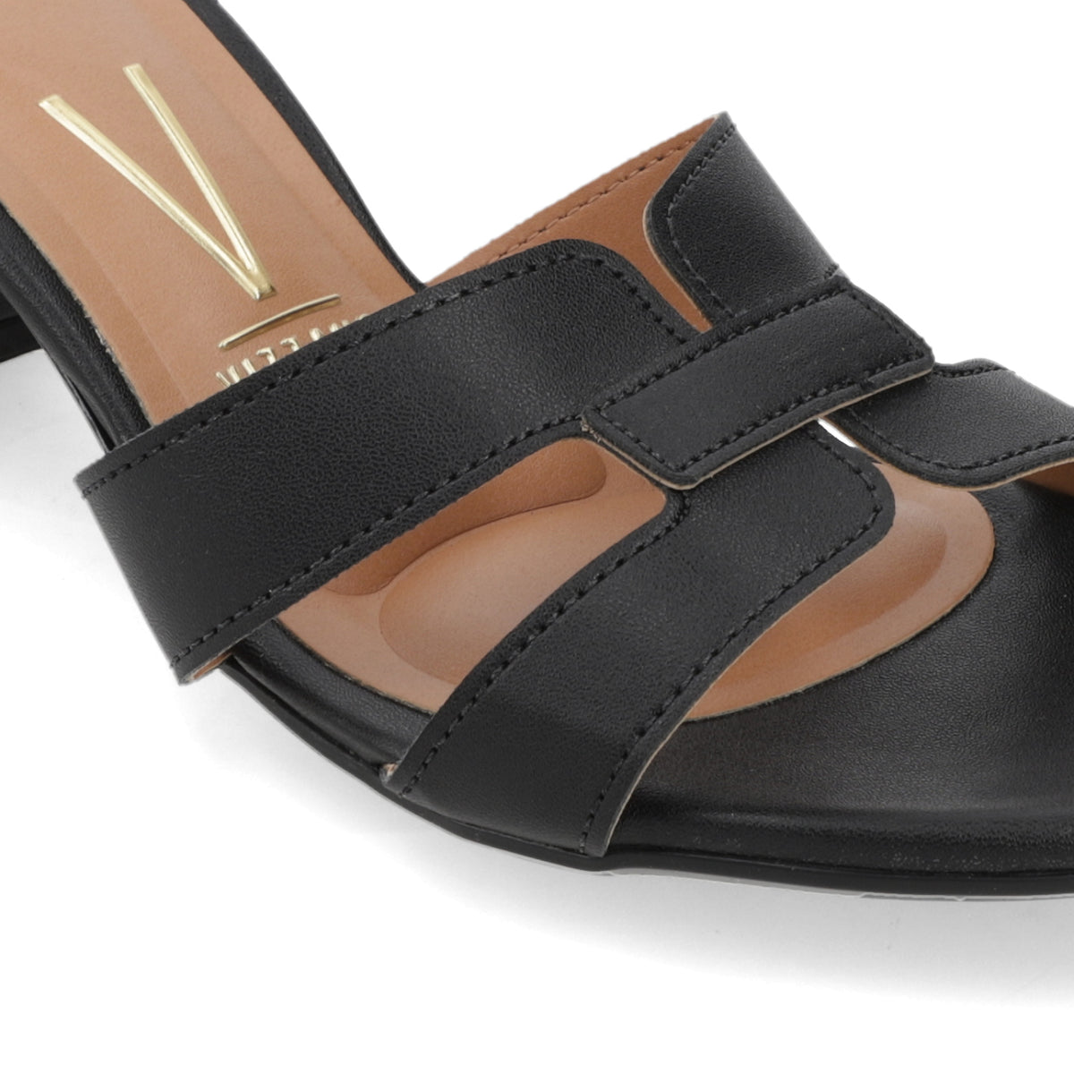 Sandalia Taco Ancho Medio Negro Vizzano Ecocuero 35 / Negro