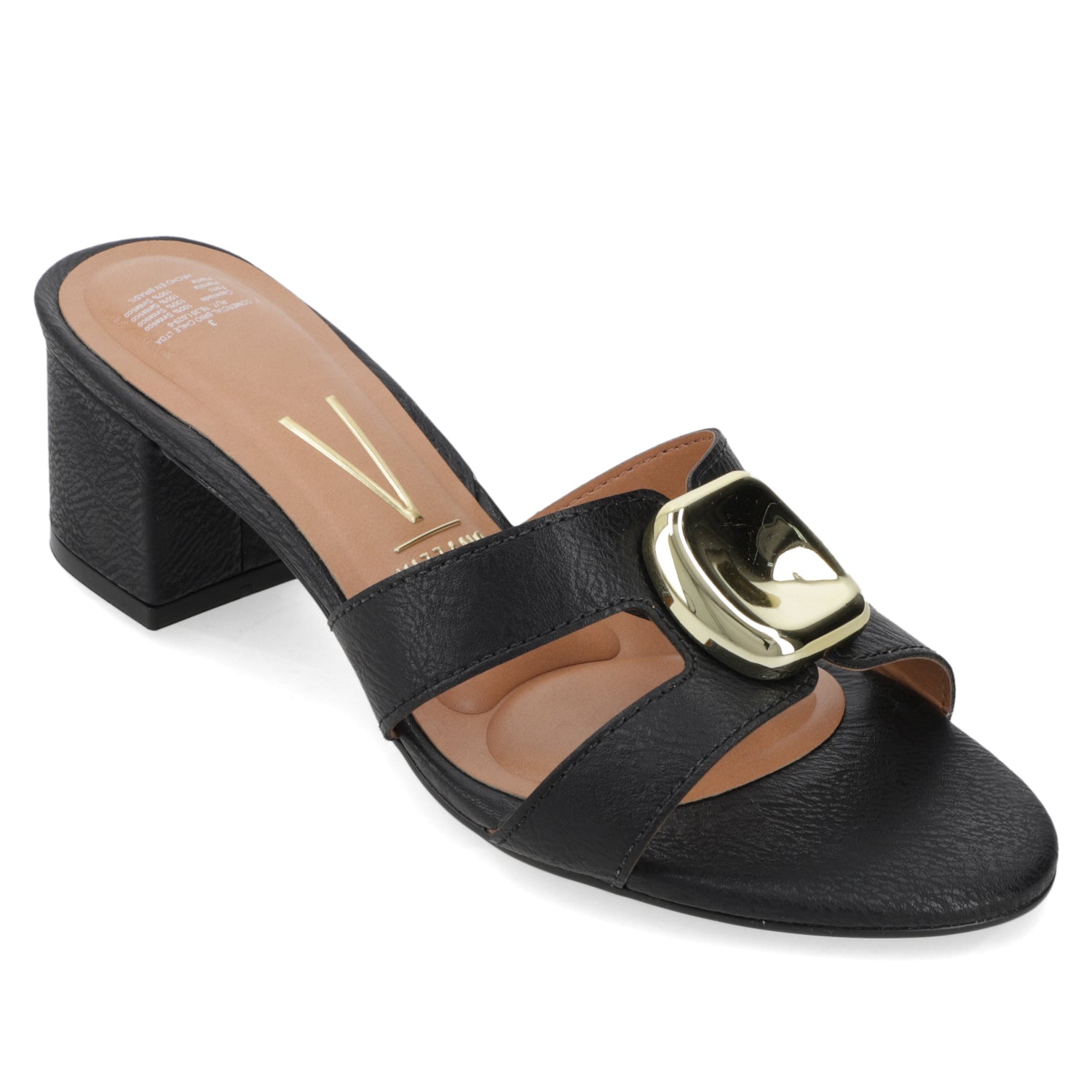 Sandalia Taco Ancho Medio Negro Vizzano Ecocuero 35 / Negro