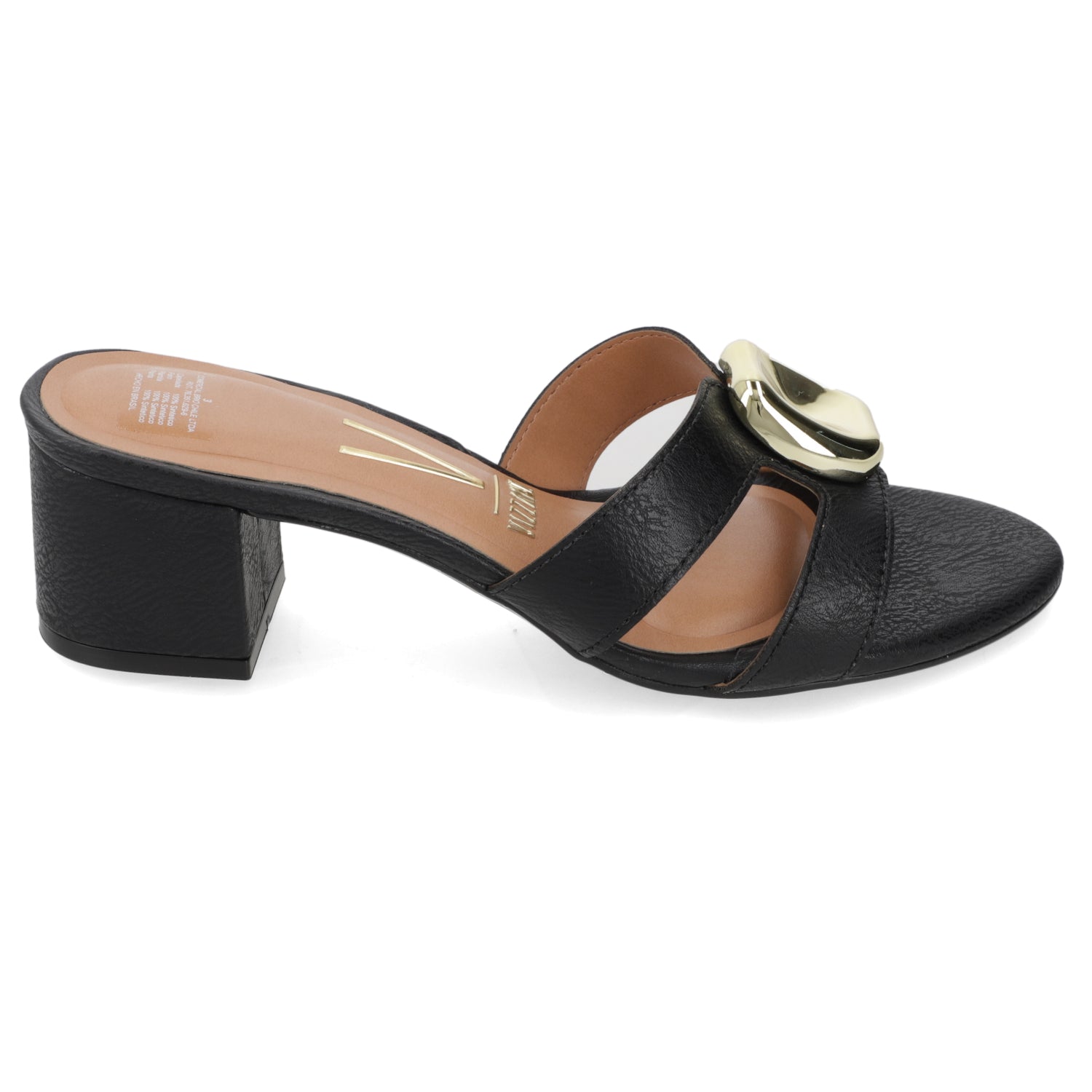 Sandalia Taco Ancho Medio Negro Vizzano Ecocuero 35 / Negro