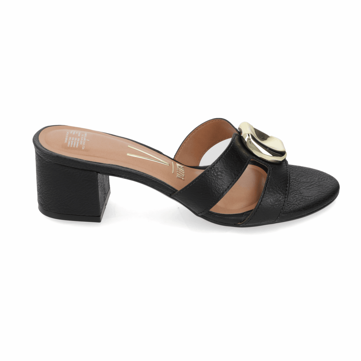 Sandalia Taco Ancho Medio Negro Vizzano Ecocuero 35 / Negro