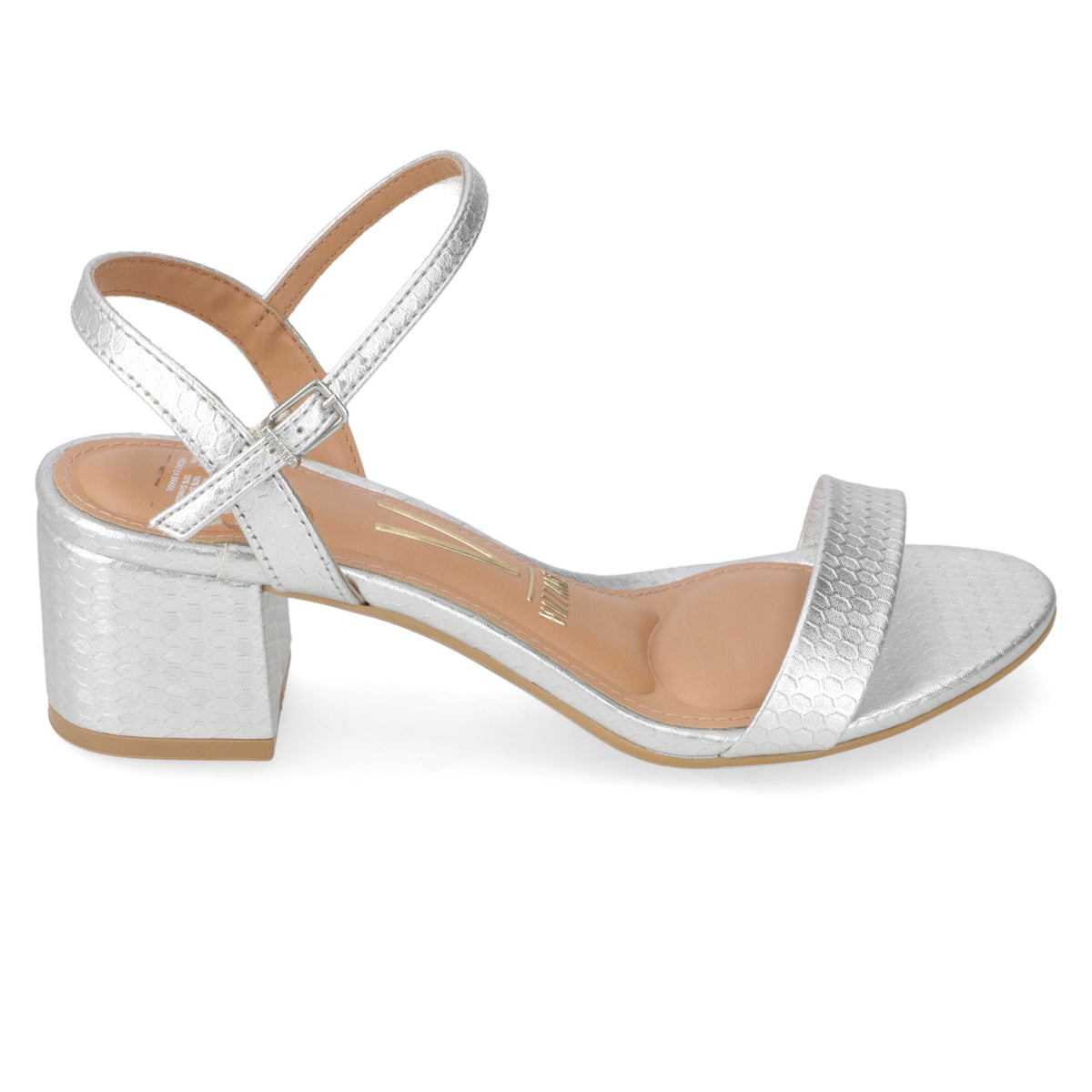 Sandalia Taco Ancho Plateada