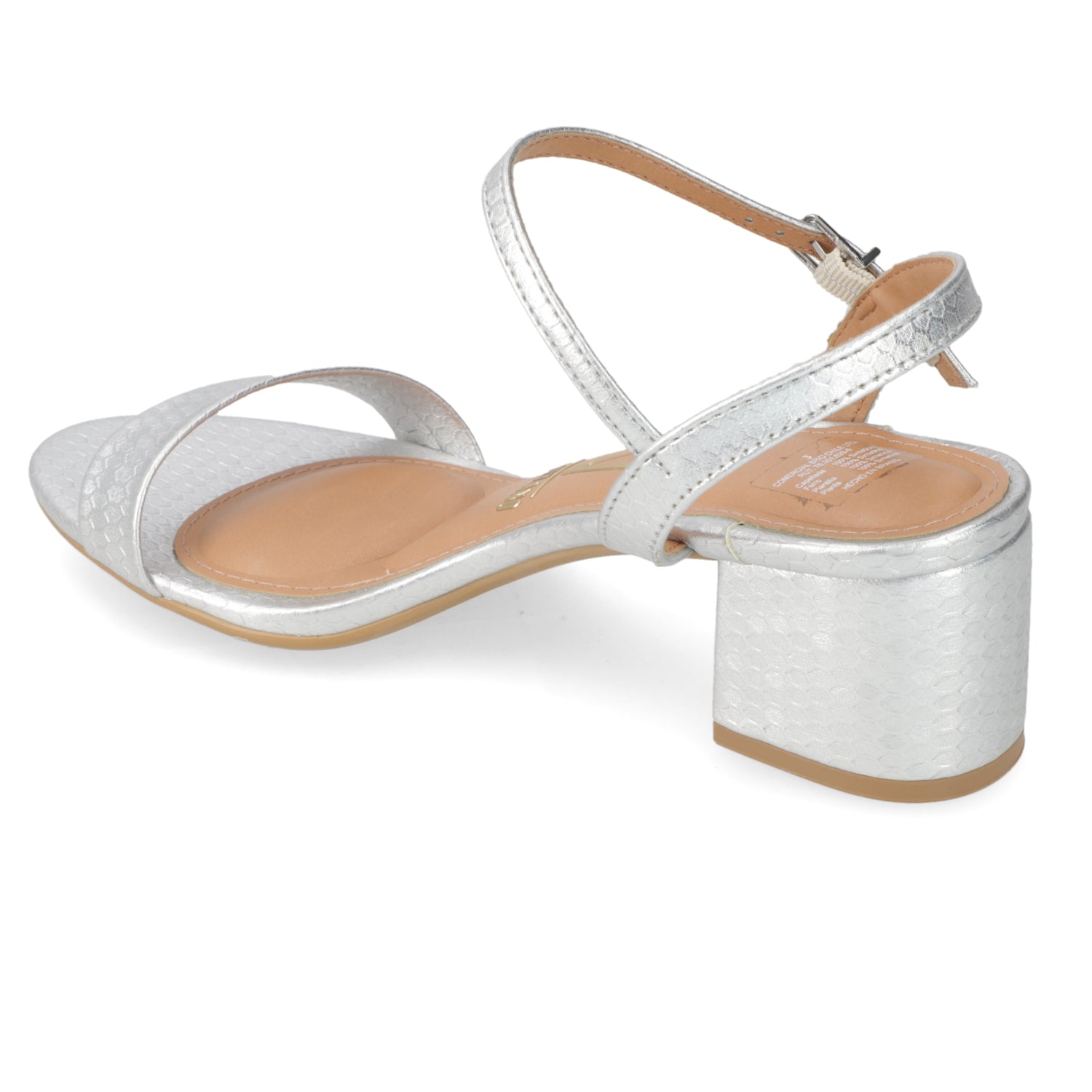 Sandalia Taco Ancho Plateada