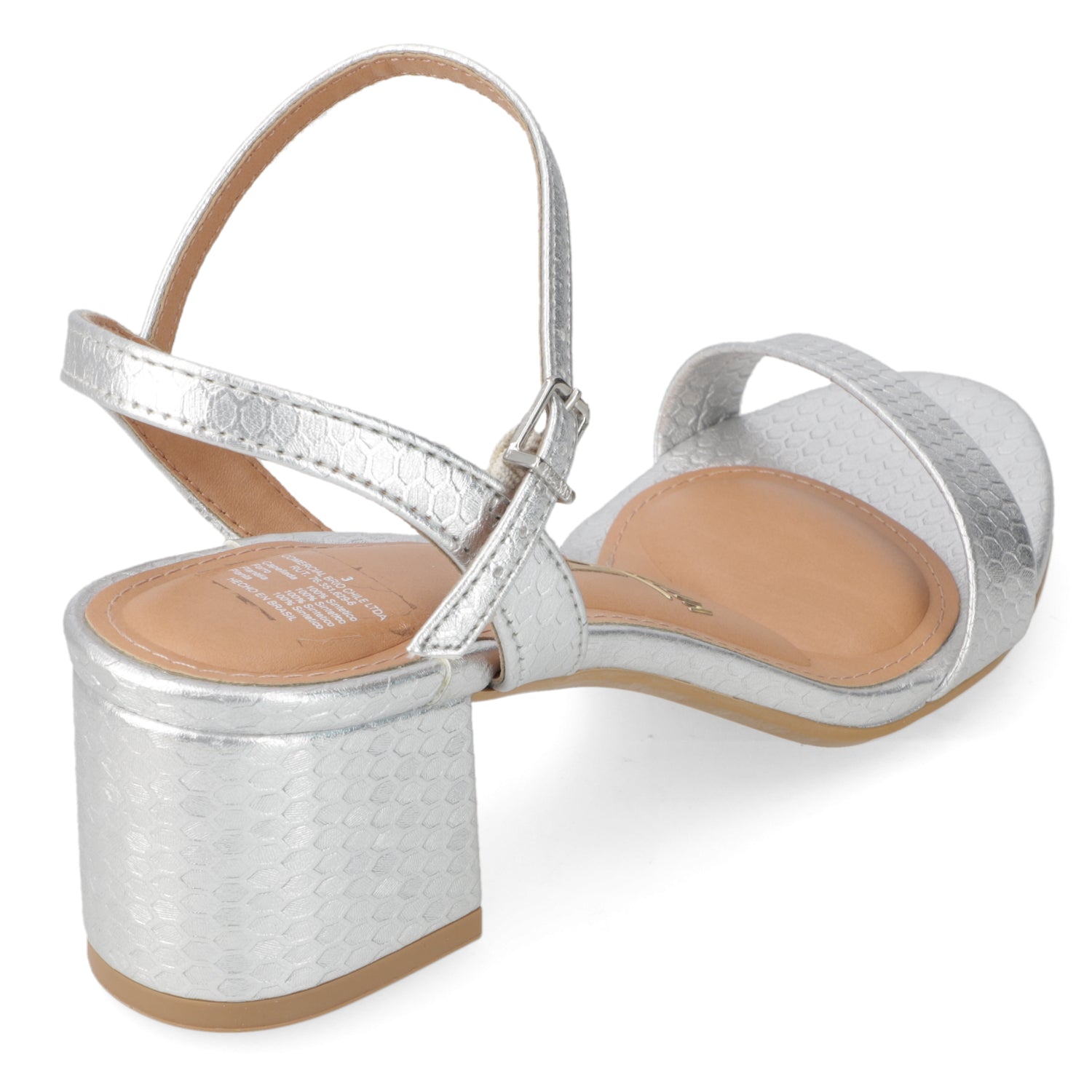 Sandalia Taco Ancho Plateada