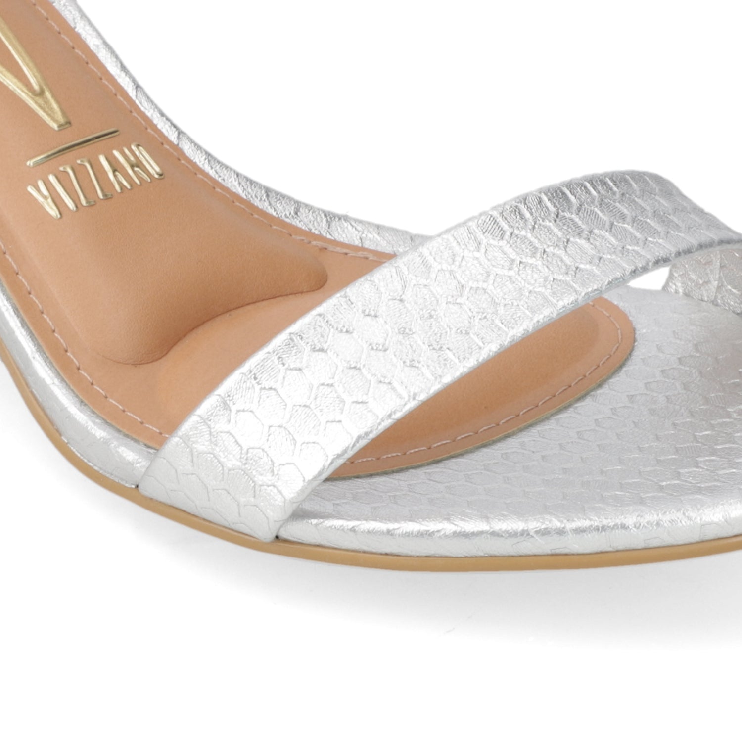 Sandalia Taco Ancho Plateada