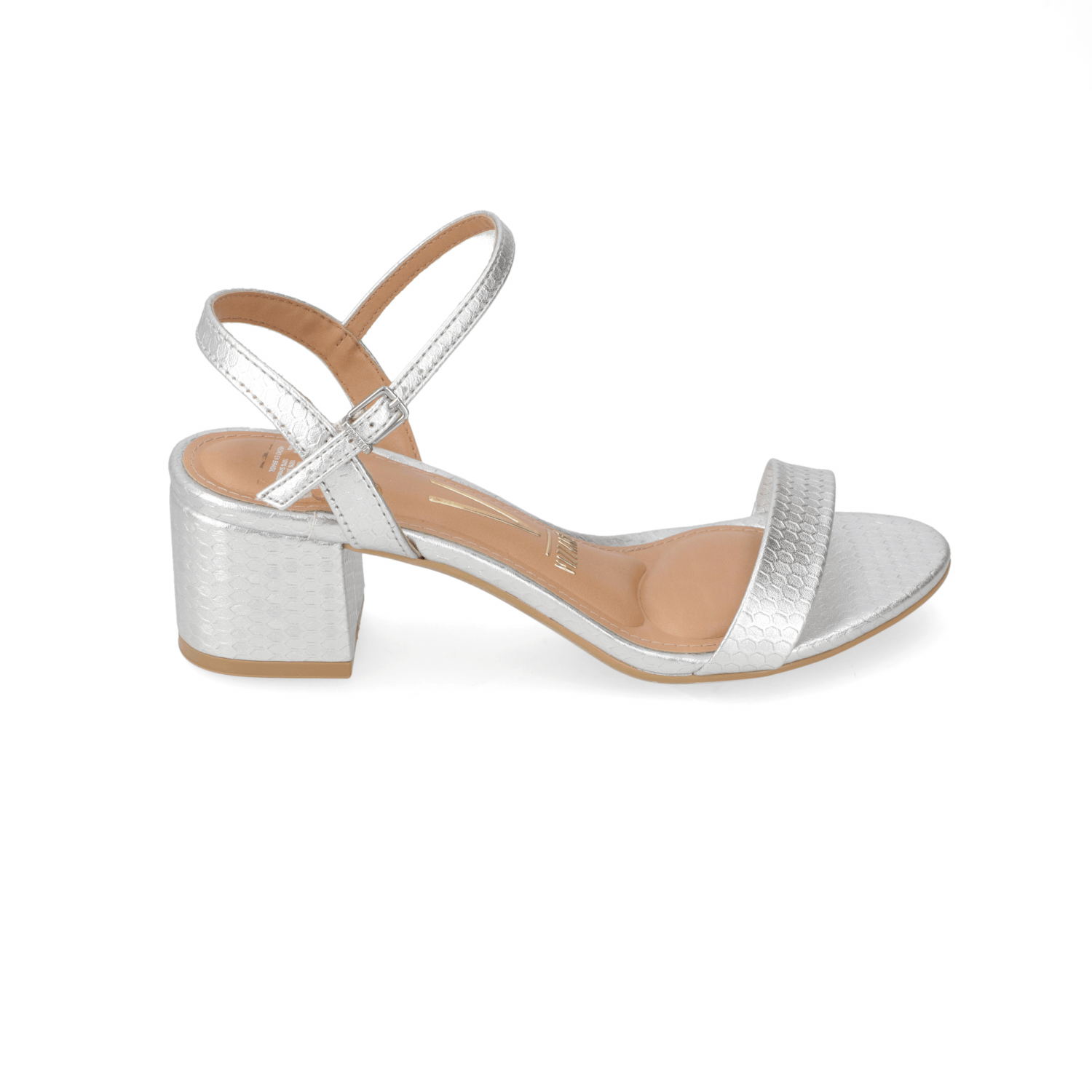 Sandalia Taco Ancho Plateada