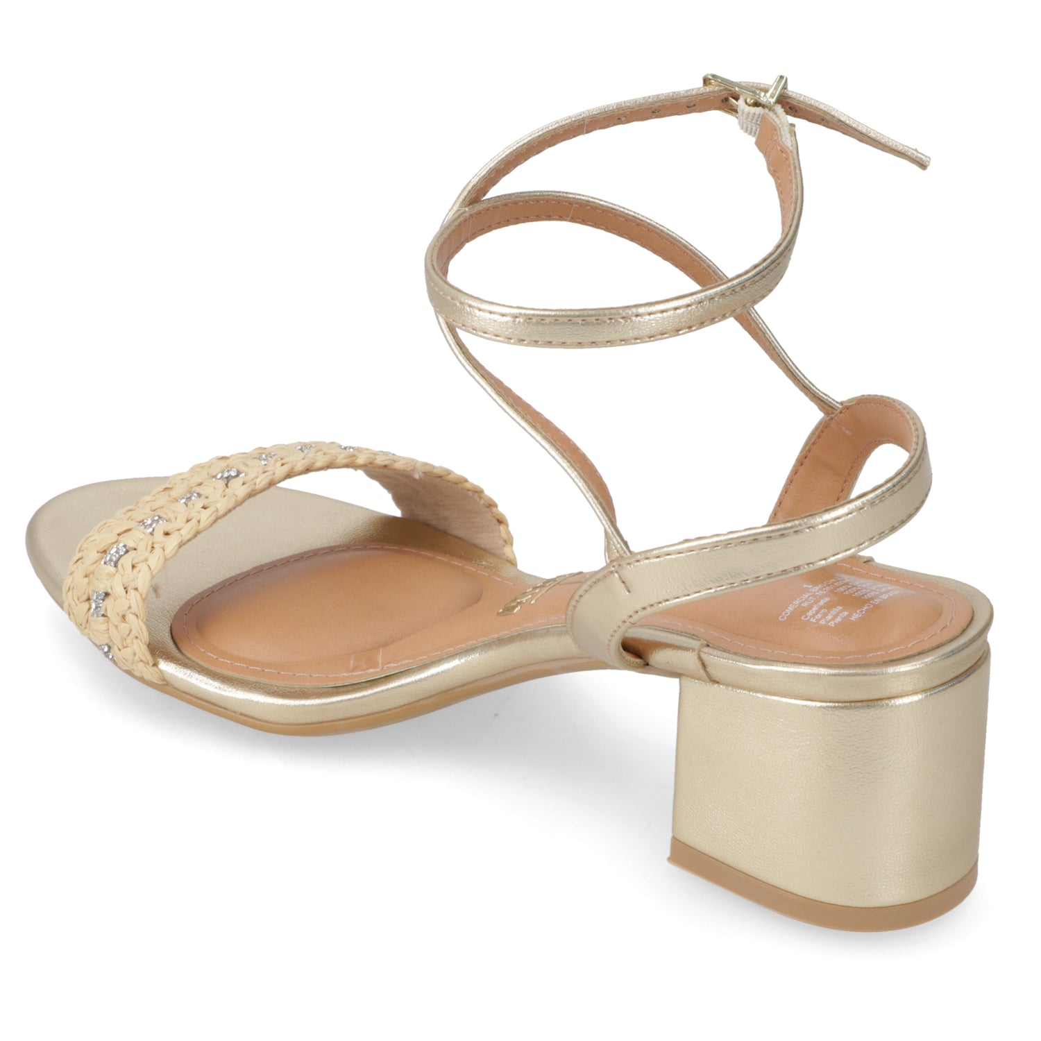 Sandalia Taco Ancho Dorada