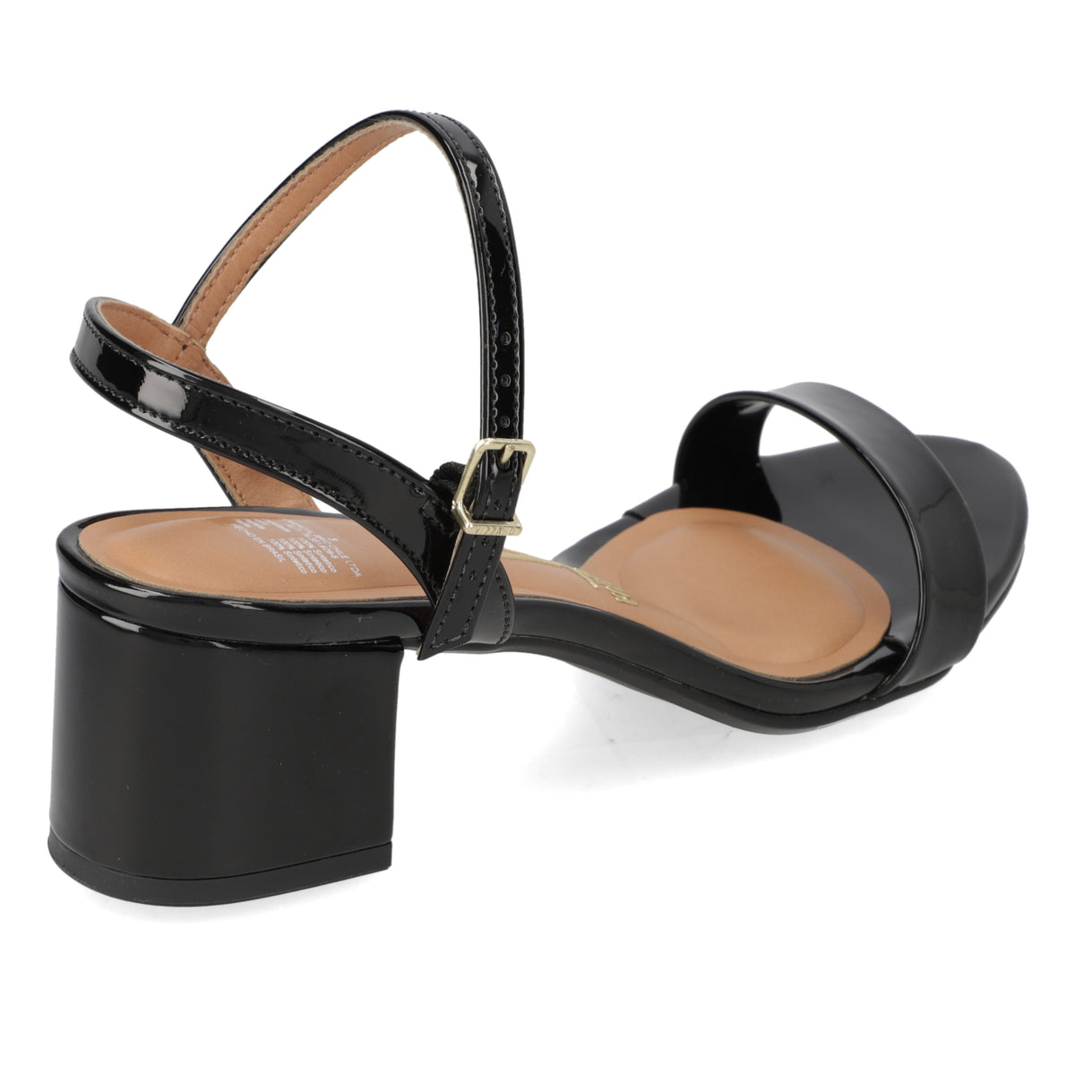 Sandalia Taco Cuadrado Efecto Charol Negro 34 / Negro