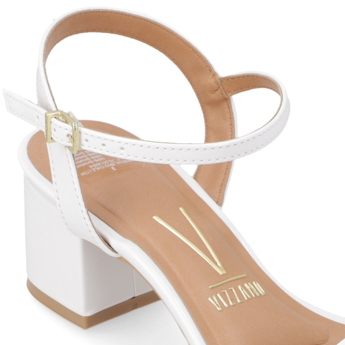 Sandalia Taco Ancho Efecto Charol Blanco 34