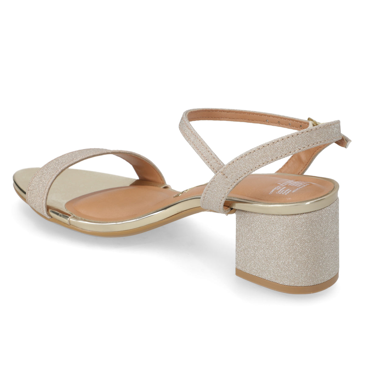 Sandalia Taco Cuadrado Textil Glitter Dorado 34 / Dorado