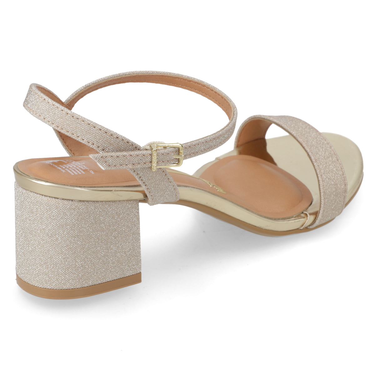 Sandalia Taco Cuadrado Textil Glitter Dorado 34 / Dorado