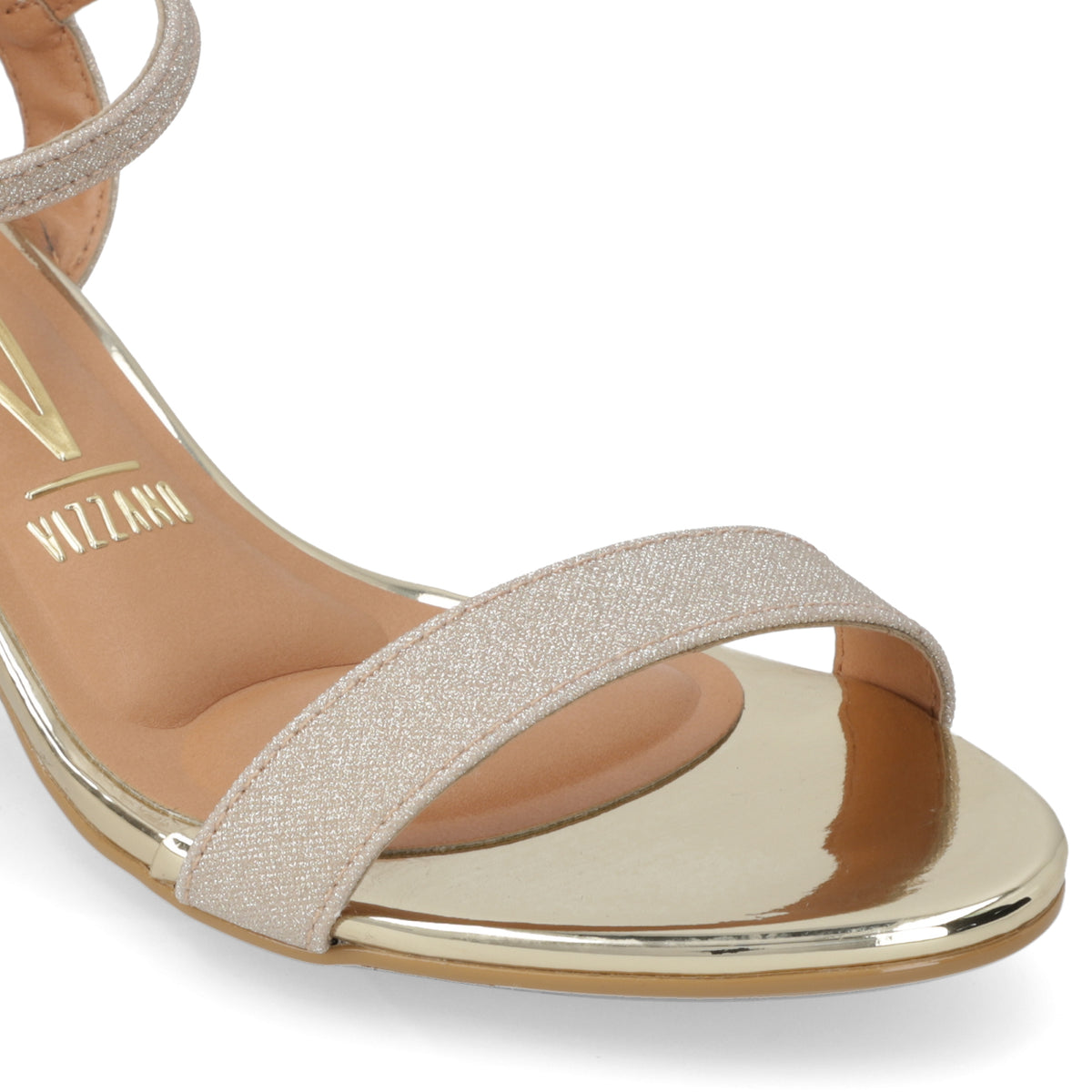 Sandalia Taco Cuadrado Textil Glitter Dorado 34 / Dorado