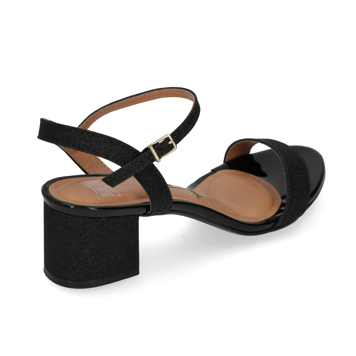 Sandalia Taco Ancho Textil Glitter Negra 6291-900-26721-15745