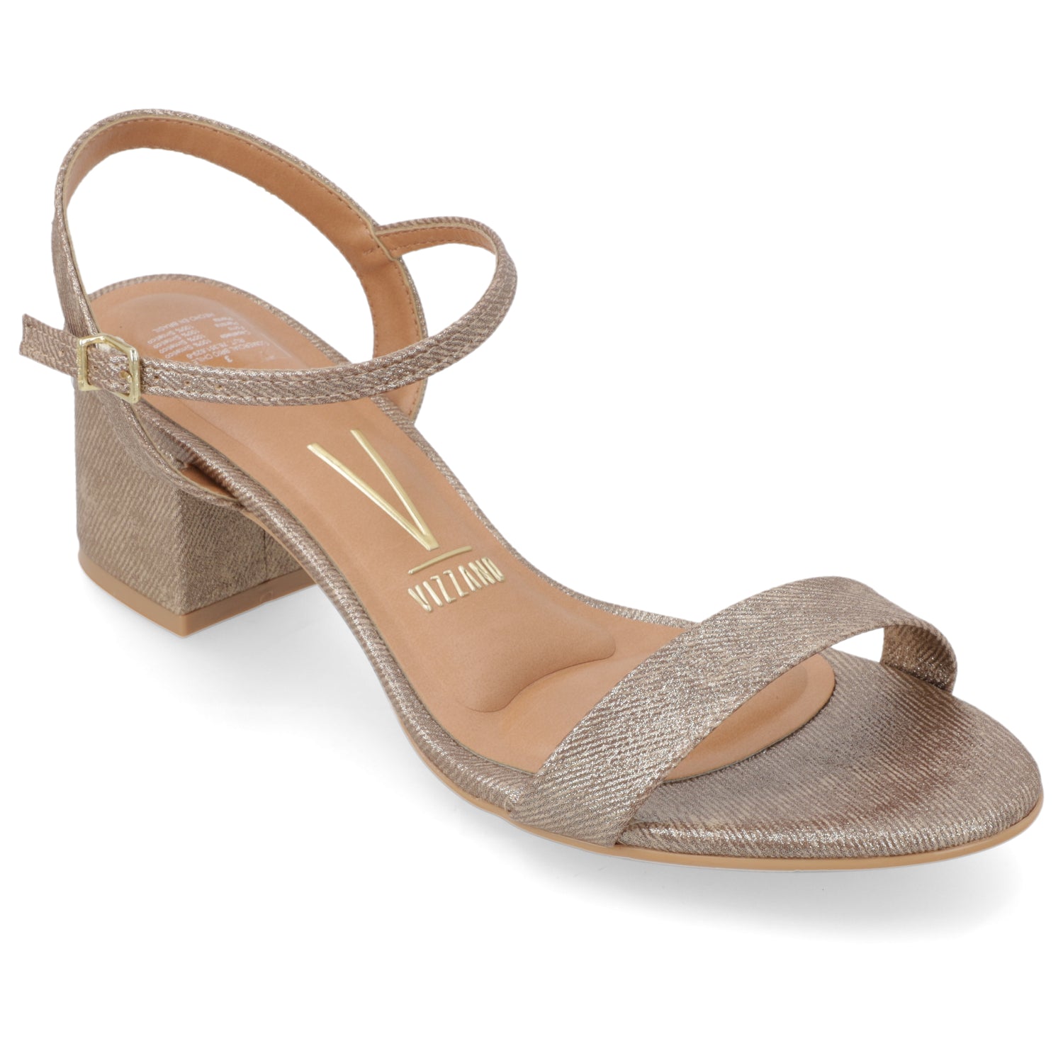 Sandalia Taco Ancho Medio Oro Vizzano Ecocuero Brillante 35 / Oro