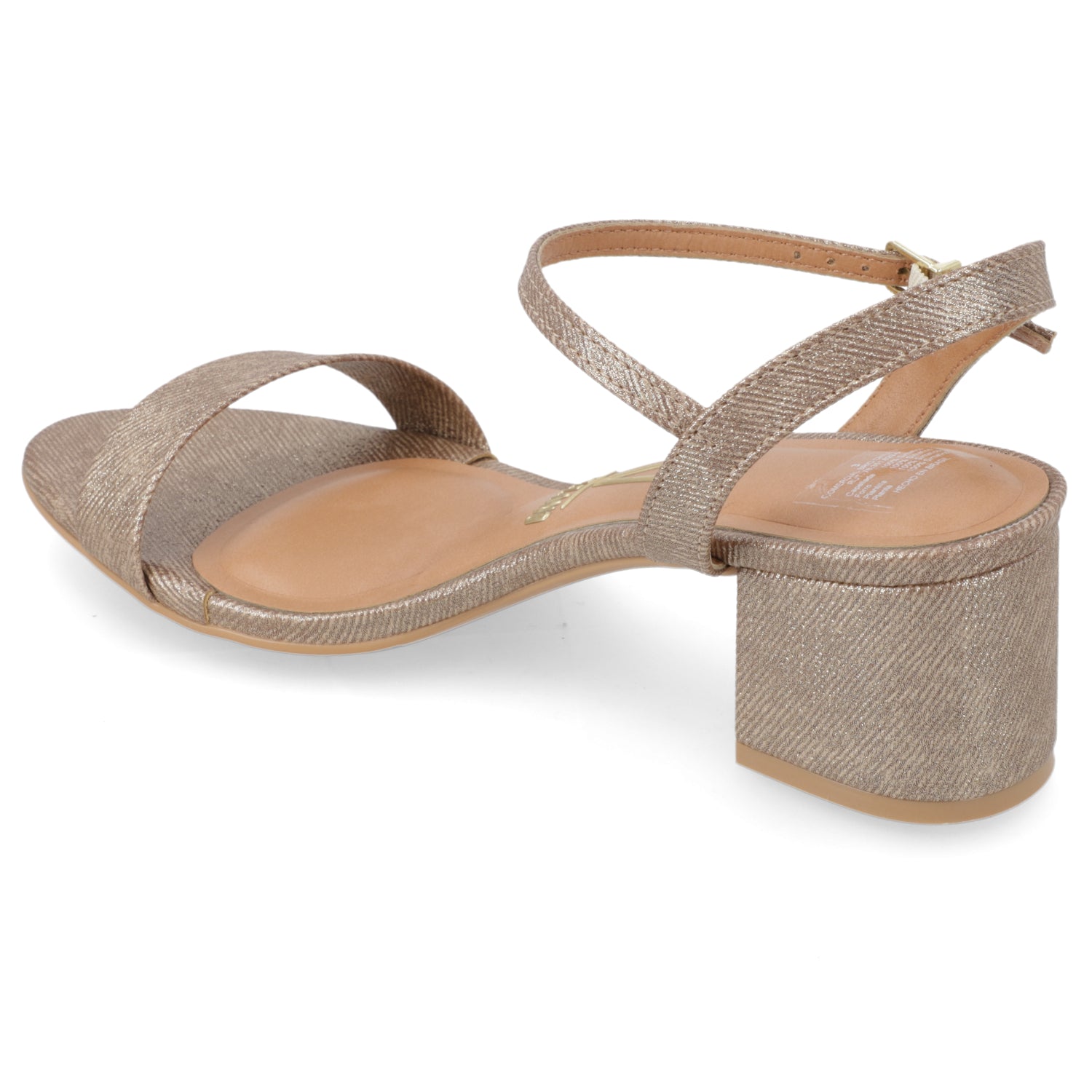 Sandalia Taco Ancho Medio Oro Vizzano Ecocuero Brillante 35 / Oro