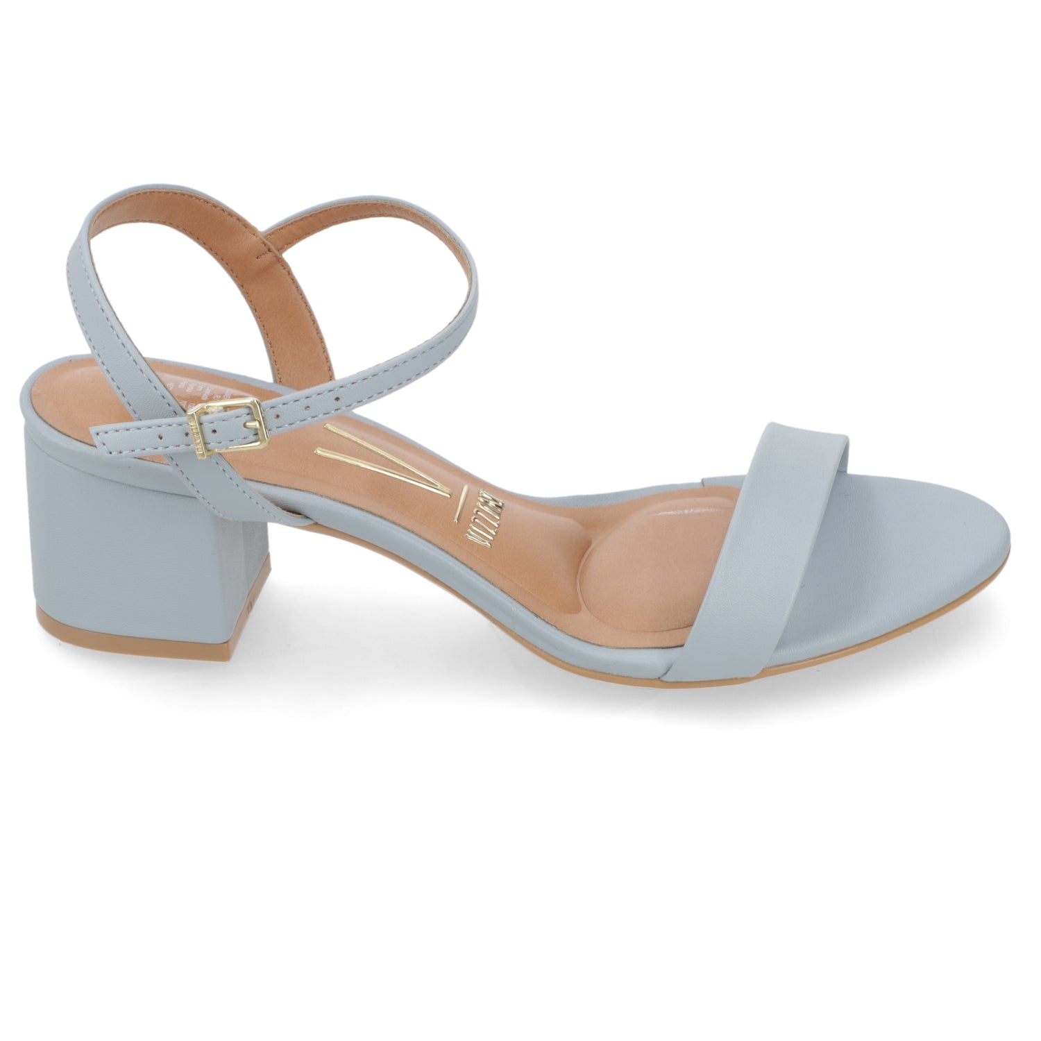 Sandalia Taco Ancho Medio Celeste Vizzano Ecocuero 35 / Celeste