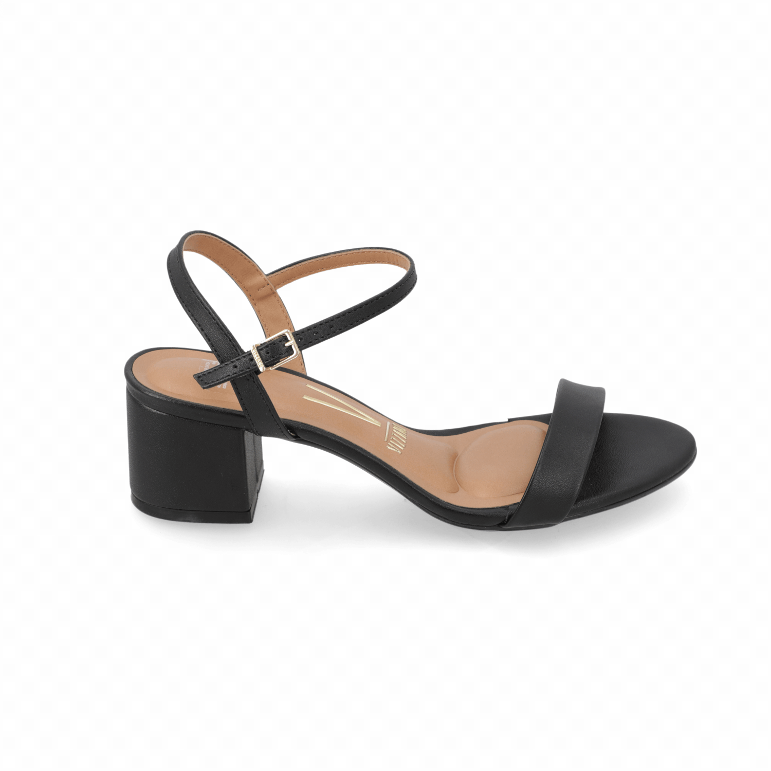 Sandalia Taco Ancho EcoCuero Negra 35