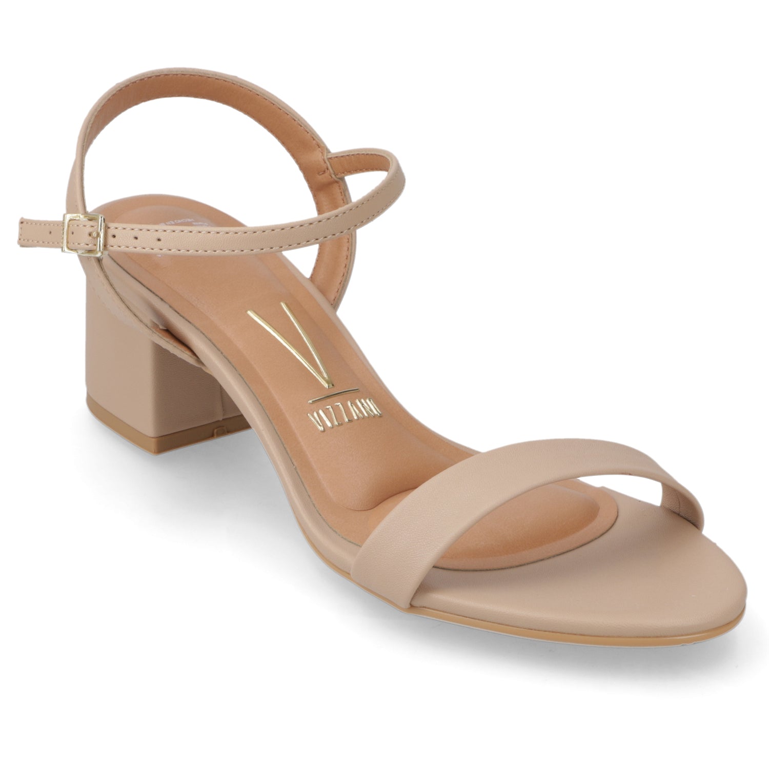 Sandalia Taco Ancho Eco Cuero Beige
