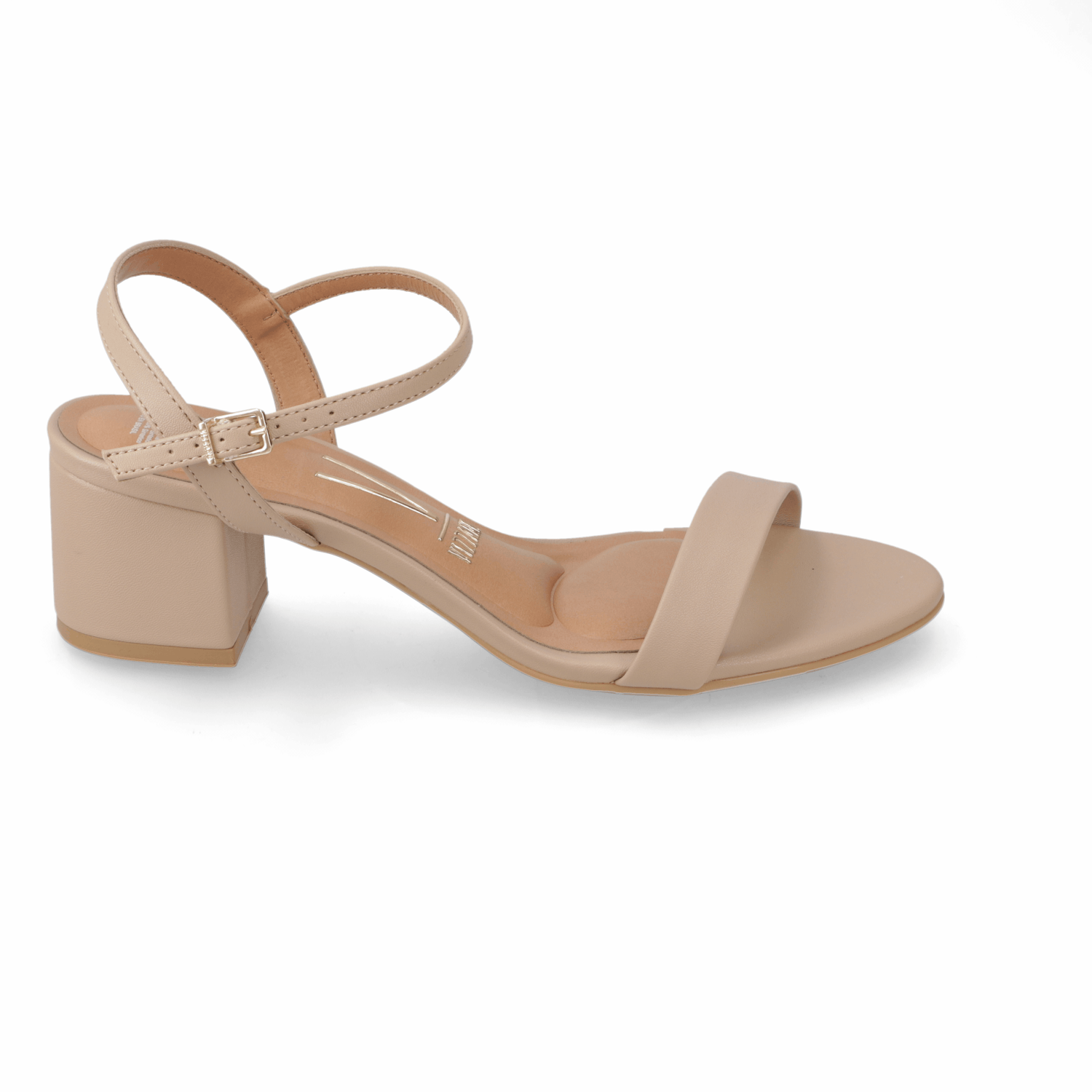 Sandalia Taco Ancho Eco Cuero Beige