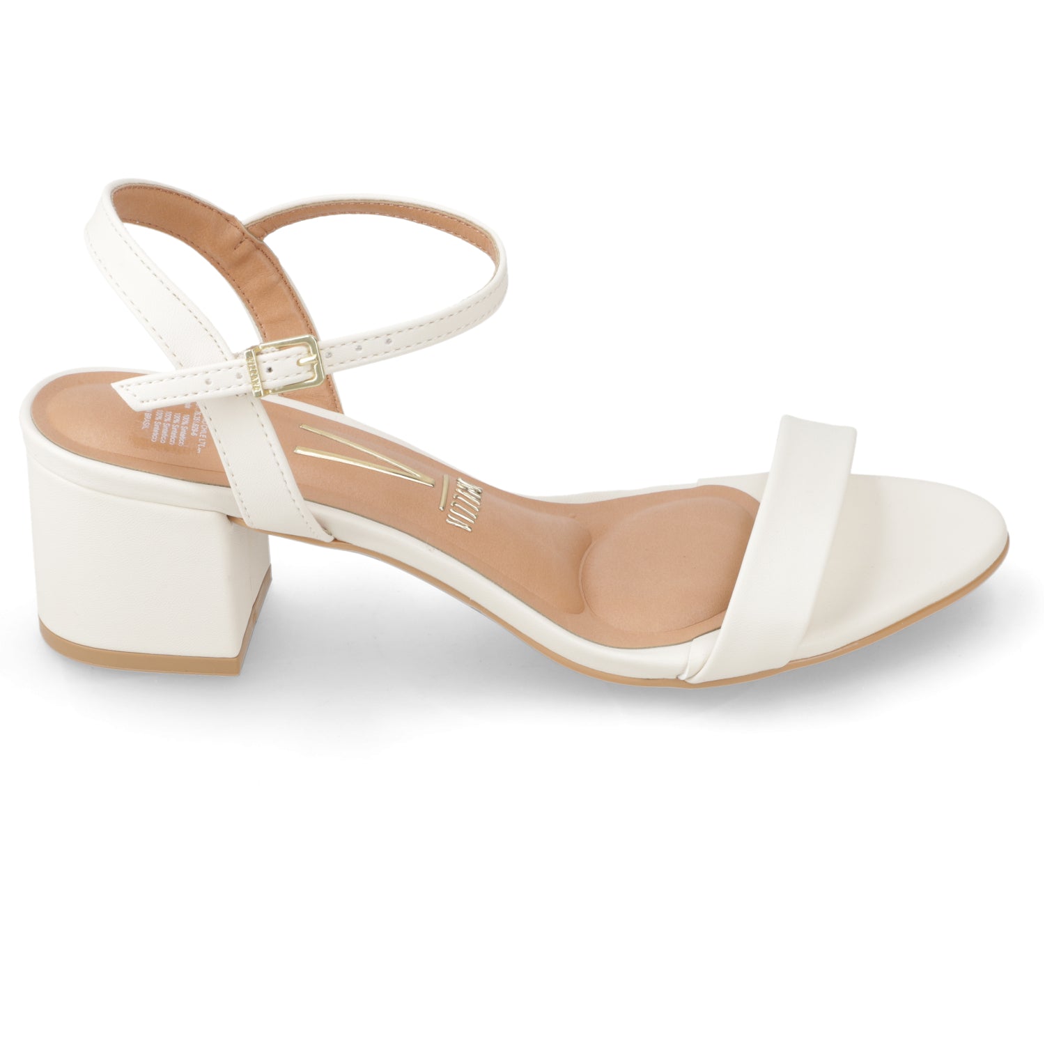 Sandalia Taco Ancho Eco Cuero Blanco 35